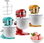 Ice Cream Maker Attachment for KitchenAid Stand Mixer, Ice Cream Bowl Compatible with 4.5Qt and Larger Stand Mixers, Ice Cream & Sorbet Gelato Maker Attachment, 2 Quart, White - Image 2
