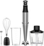 Immersion Blender Handheld 1100W 5 in 1 Corded Stick Hand Blenders for Kitchen with Trigger Speed Control, with Beaker, Chopper, Whisk, Frother, Perfect Emulsifier for Soup, Smoothie, Puree - Image 2