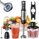 Immersion Blender Handheld Hand Blenders, 20 Speed & Turbo Mode Hand Held Blender, Heaviest Duty Copper Motor, Stainless Steel Blades, Milk Frother Wand, Whisk, 600ml Beaker, 500ml Chopper (Silver) - Image 2