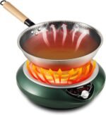 Inductio Cooktop With Wok Pan 1700W (85V~175V) 16 Levels Temperature & Power Control Induction Wok Burner with 18 Hours Timer, Auto-off, Fast & Even Heating Concave Electric Stove (Green) - Image 2