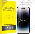 JETech Full Coverage Screen Protector for iPhone 14 Pro Max 6.7-Inch, 9H Tempered Glass Film Case-Friendly, HD Clear, 3-Pack - Image 2