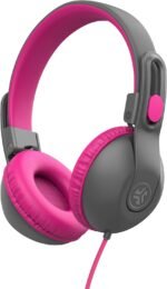 JLab JBuddies Studio 2 On-Ear Kids Wired Headphones, Grey/Pink, Toddler Headphones, Kid Safe, Studio Volume Safe, Volume Limiter, Folding, Adjustable, Noise Isolation, with Mic - Image 2