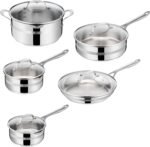 Jamie Oliver by T-fal Cook Smart 10-Piece Cookware Set, Uncoated Stainless Steel, Robust, Fast Heating, Even Cooking, Riveted Handle, Induction safe, Oven and dishwasher safe - Image 2