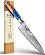 Japanese Chef Knife, 8 Inch Damascus Kitchen Knife with VG10 Steel, Handcrafted Sharp Knife with Ergonomic Handle, Cooking Knives for Home Chefs, Cooking Gifts for Men and Women - Image 2