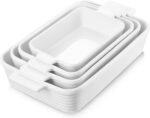 Jassceram Casserole Dishes for Oven, 4-Piece Porcelain Baking Dish, Rectangular Ceramic Bakeware Sets with Handles, Deep Lasagna Pan for Baking, 9.6" to 15.2", Nesting Design, Oven Safe, White - Image 2