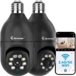Jennov 2K Light Bulb Security Camera Wireless Outdoor, Indoor Light Socket Cameras for Home Security, Human Detection, 355°, Color Night Vision, 5G/2.4G WiFi, Screw in, Compatible with Alexa - Image 2