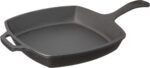 Jim Beam JB0217 10.5" Pre Seasoned Cast Iron Square Skillet for Grill, Gas, Oven, Electric, Induction and Glass", Black - Image 2