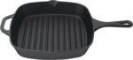 Jim Beam , Pre Seasoned Cast Iron Square Skillet with Ridges, 16", Black - Image 2
