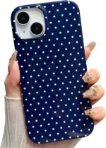 Jmltech for iPhone 14 Case Polka Dot Phone Cases Aesthetic Design Trendy Simple Case Slim Shockproof Protective Cover Navy Blue - Image 2
