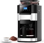Joy Pebble 10-Cup Drip Coffee Maker with Built-in Grinder, Touch-Screen Programmable Brew Coffee Machine with Timer, 8 Grinding Settings, Reusable Filter, Keep Warm Plate, 50.7oz Water Tank - Image 2