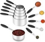 Joyhill Stainless Steel Measuring Cups and Spoons Set of 10 Piece, Nesting Metal Measuring Cups Set with Soft Touch Silicone Handles for Dry and Liquid Ingredients, Cooking & Baking (Black) - Image 2