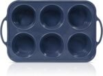 Jumbo Silicone Muffin Pan with Metal Frame, Non Stick Silicone Cupcake Pan with Handles 6 Cup, BPA Free Silicon Muffin Tin Tray Extra Large for baking, egg bites, Cupcake Mold Grey - Image 2