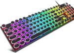 K968 Retro Typewriter Mechanical Gaming Keyboard - RGB Backlit Wired with Blue Switches, Media Control Knob for PC - Image 2