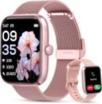 KALINCO Smart Watch Women [2 Bands, 44mm case] 1.83" Alexa Fitness Tracker, Heart Rate, Sleep, Stress Monitor, IP68 Waterproof Smartwatch, Make/Answer Calls, Compatible with iPhone & Android Phones - Image 2