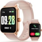 KEEPONFIT Smart Watch Answer/Make Calls, 1.85" Aluminum Case Alexa Built-in Fitness Tracker with IP68 Waterproof/100 Sports Modes/Heart Rate/Sleep for iOS/Android (Champagne Pink) - Image 2