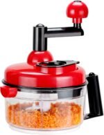 KEOUKE Hand Crank Food Chopper Red - Manual Food Processor with Egg Separator, Labor-Saving, Easy to Clean, Large Vegetable Mixer Blender for Onion, Garlic, Salad, Salsa, Nuts, Meat, Fruit, etc - Image 2