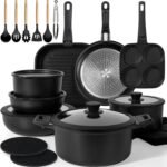 KIKCOIN Pots and Pans Set, 30 Pack Nonstick Cookware Set Detachable Handle, Induction RV Kitchen Cooking Set with Removable Handle, Frying Pans, Casserole - Dishwasher/Oven Safe, PFOA Free - Image 2