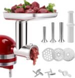 KINGEAGLE Food Grinder Attachment for KitchenAid Mixers,Stainless Steel Dishwasher Safe Meat Mincer Accessories Set Included 3 Sausage Stuffer Tubes - Image 2