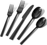 KINGSTONE Black Silverware Set, 20-Piece Forged Flatware Set Cutlery Set Premium Stainless Steel, Service for 4, for Kitchen, Home, Wedding, Party, Mirror Polished and Dishwasher Safe - Image 2