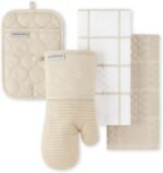 KITCHENAID Quilted Cotton Terry Cloth Oven Mitt, Pot Holder, Kitchen Towel 4-Pack Set, Heat Resistant, Silicone Grip, 16"x26", 7"x13" & 7"x10", Milkshake - Image 2