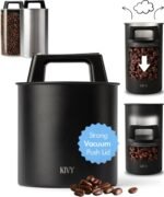 KIVY Vacuum Coffee Canister - Push Lid Preserves Aroma & Oil - Stainless Steel Airtight Container for Ground & Bean Storage - Removes Excess Air - Image 2