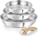 KOCH SYSTEME CS Stainless Steel Frying Pan Set, 18/10 Stainless Steel Pan Set with Stylish Removable Handles, Tri-Ply Steel Base, Save 75% Space, Induction Compatible Skillets, 8" & 9.5" & 11" - Image 2