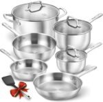 KOCH SYSTEME CS Stainless Steel Pots and Pans Set, 10 Piece Stainless Steel Cookware Set for Professional Cooking, Kitchen Cookware Sets, Induction Compatible Cookware Set 10 Pcs, Pots and Pans - Image 2