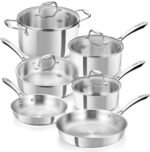 KOCH SYSTEME CS Tri-Ply Stainless Steel Cookware Set 10 Piece, Professional 18/10 Stianless Steel Pots and Pans Set, Oven & Induction Safe, Non-Toxic Kitchen Cookware Set for Family Cooking, 10pcs - Image 2