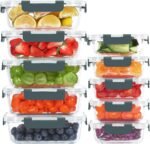 KOMUEE 10 Pack Glass Food Storage Containers, Meal Prep Containers with Lids, Airtight Glass Lunch Boxes, Freezer, Oven, and Microwave Safe - Image 2