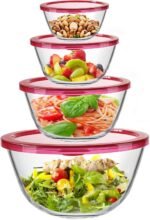 KOMUEE Glass Mixing Bowls with Lids Set, 4-Piece Nesting Kitchen Bowls for Salad, Serving, and Baking, Oven Safe Glass Bowl - Image 2