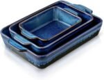 KOOV Bakeware Set, Ceramic Baking Dish, Rectangular Casserole Dish, Lasagna Pan, Baking Pans for Cooking, Cake Dinner, Kitchen, 9 x 13 Inches, Reactive Glaze 3-Piece (Nebula Blue) - Image 2