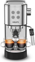 KRUPS Stainless Steel Espresso Machine: 15-Bar Pump Pressure, Milk Frother for Cappuccino and Latte, Fast Pre-Heat, 2-Cup Capacity, Cup Warmer, Easy Cleaning, 1350W, Silver - Image 2