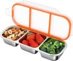KTKUDY Stainless Steel Snack Container for Kids & Adults - Leak-Proof 3-Compartment Stackable Snack Lunch Box for Daycare, School, Work & Travel - Image 2