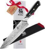 KYOKU Chef Knife - 8"- Shogun Series Japanese Style VG10 Steel Core Hammered Damascus Blade Kitchen Knife - with Sheath & Case - Image 2