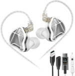 KZ Axas USB C Headphone with Mic, Noise Isolation IEM for Gaming, Comfort-Fit Type C Earphone for iPhone17 Samsung, High-Definition Decoding Cable Built-in DSP with 4 EQ Modes (White, DSP) - Image 2