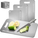 Katuchef Titanium Cutting Board - Upgraded 100% Pure Titanium Cutting Boards for Kitchen Non Toxic, Double-Grade Hygiene Durable Non Moldy Dishwasher Safe Meat Fruit Metal Board (2PC 11 * 15.5 Inch) - Image 2