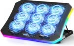 KeiBn Upgraded Gaming Laptop Cooler Pad with 9 Quiet RGB Fans, Cooling Pad for 15.6-17.3 Inch Laptops with 7 Height Stands, 2 USB Ports, Phone Stand-Blue - Image 2