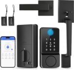Keyless Entry Door Lock with Handle, APP Control Smart Front Lock Set, Keypad Door Lock with Handle, Keypad Deadbolt Auto Lock, Easy to Install, Bluetooth, Black - Image 2