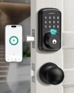 Keyless Entry Door Lock with Handle Set, Smart Door Lock with Fingerprint, 5 in 1 Unlock, Auto Lock Biometric Fingerprint Door Lock for Front Door, Easy Installation (Black) - Image 2