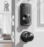 Keyless Entry Keypad Deadbolt with Handle Set, Smart Lock, Auto-Lock + One-Touch Lock, 100 Codes + 15-Min Easy Install, Ideal for Airbnb/Homes/Offices, Fits U.S. Standard Front Doors, Black - Image 2