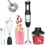 Keylitos 5 in 1 Immersion Hand Blender Mixer, [Upgraded] Handheld Stick Blender with 600ML Chopper, 800ML Beaker, Whisk and Milk Frother for Smoothie, Baby Food, Sauces Red,Puree, Soup (Black) - Image 2