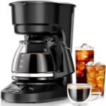 Kismile Compact Coffee Maker with LED Display, 5-Cup Small Drip Coffee Machine with Anti-Drip System, Timer, Auto Shut-Off, Dry-Boil Protection, Removable Funnel, Ideal for Home & Office (Black) - Image 2