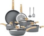Kitchen Academy Induction Cookware Sets - 12 Piece Gray Cooking Pan Set, Granite Nonstick Pots and Pans Set - Image 2