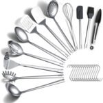Kitchen Cooking Utensils Set 26 Pieces, Stainless Steel Heavy Duty Sturdy Kitchen Tool Set with Hooks, Metal Spatula & Spoon Set Ergonomic Hanging Handles for All Cooking Tasks - Image 2