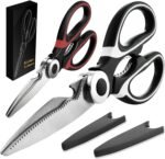 Kitchen Scissors All Purpose 2 Pack, Heavy Duty Kitchen Shears, Shears with Protective Sheath, Cutting Meat, Food, Fish, Poultry Multipurpose Sharp Sissors for Dishwasher Safe - Image 2