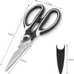 Kitchen Scissors All Purpose Heavy Duty, Kitchen Utensils Set, Stainless Steel Cooking Utensils Gadgets, Meat Poultry Food Shears Dishwasher Safe Utility Tools Home Gift (Black Red) - Image 2