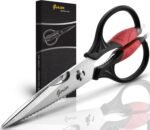 Kitchen Scissors - Heavy Duty Utility Come Apart Kitchen Shears for Chicken, Meat, Food, Vegetables - 9.25 Inch Long Black & Red - Image 2