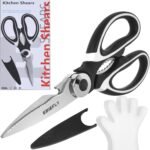 Kitchen Scissors Utility Chopping Scissor Professional Shears for Meat Cutting Sharp Kitchenaid Shears Multipurpose Scissor for Food Outdoor BBQ No Rust + 100 Pcs Plastic Gloves Disposable - Image 2