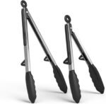 Kitchen Tongs Set of 2 (9” & 12”) – Stainless Steel & Silicone Cooking Tongs with Built-in Stand & Dishwasher Safe – Heat Resistant up to 600°F – Perfect for Grilling, BBQ, Salad & Frying - Image 2