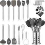 Kitchen Utensils Set, Kyraton 38 Pieces Non-Stick Silicone Cooking Utensils Set, Spoon Spatula Set with Sturdy Stainless Steel Utensil Holder, Dishwasher Safe - Image 2